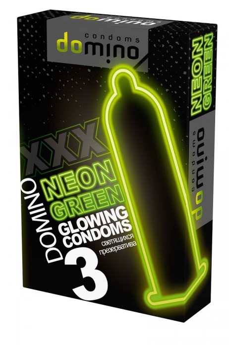 Презервативы DOMINO Neon Green со светящимся в темноте кончиком - 3 шт. - Domino - купить с доставкой в Смоленске