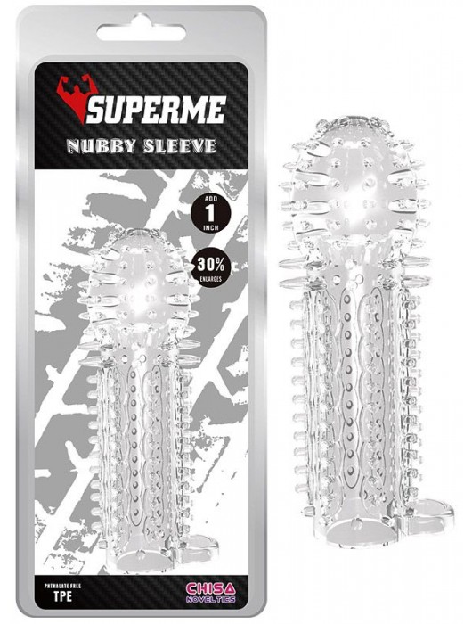 Закрытая прозрачная насадка на пенис с шипиками Nubby Sleeve - 14,5 см. - Chisa - в Смоленске купить с доставкой