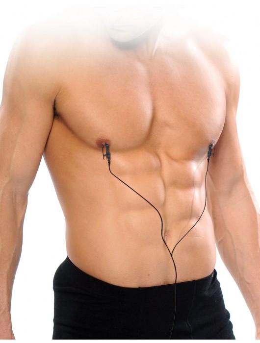 Черные электрические зажимы для сосков Shock Therapy Nipple Clamps - Pipedream - купить с доставкой в Смоленске