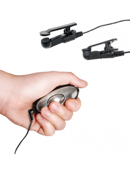 Черные электрические зажимы для сосков Shock Therapy Nipple Clamps - Pipedream - купить с доставкой в Смоленске