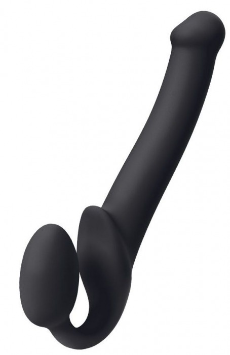 Черный безремневой страпон Silicone Bendable Strap-On M - Strap-on-me - купить с доставкой в Смоленске