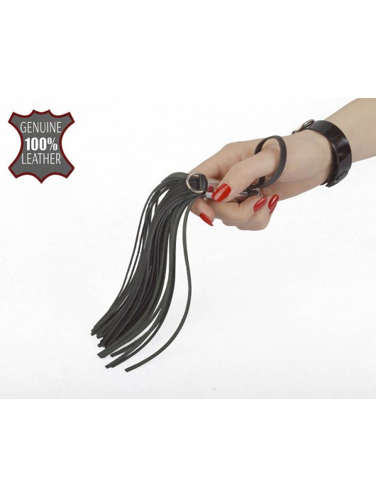 Черный кистевой флогер с серебристой ручкой - 23 см. - Sitabella - купить с доставкой в Смоленске