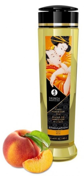 Массажное масло для тела с ароматом персика Stimulation - 240 мл. - Shunga - купить с доставкой в Смоленске