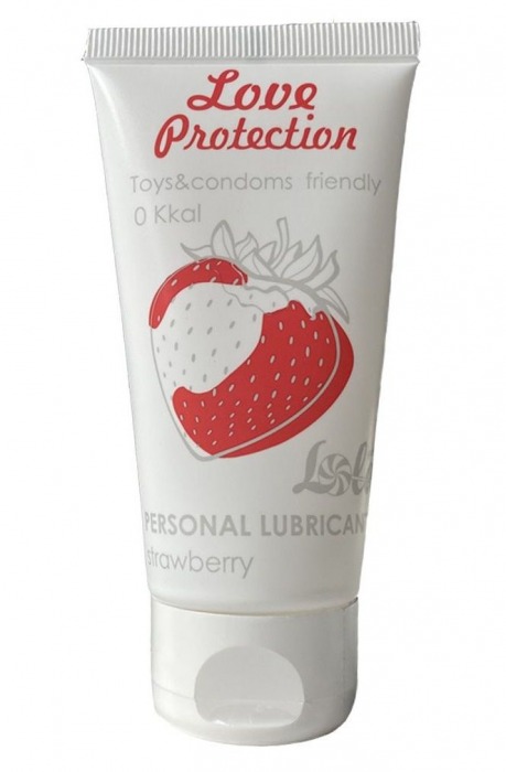 Лубрикант на водной основе с ароматом малины Love Protection Strawberry - 50 мл. - Lola Games - купить с доставкой в Смоленске