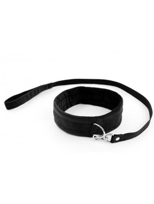 Черный ошейник My Rules с поводком - БДСМ Арсенал - купить с доставкой в Смоленске