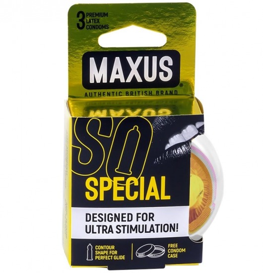 Презервативы с точками и рёбрами в пластиковом кейсе MAXUS Special - 3 шт. - Maxus - купить с доставкой в Смоленске