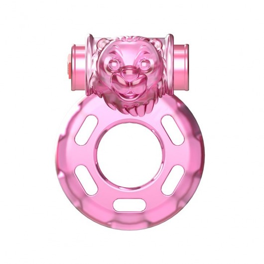 Розовое эрекционное кольцо с вибрацией Pink Bear - Baile - в Смоленске купить с доставкой