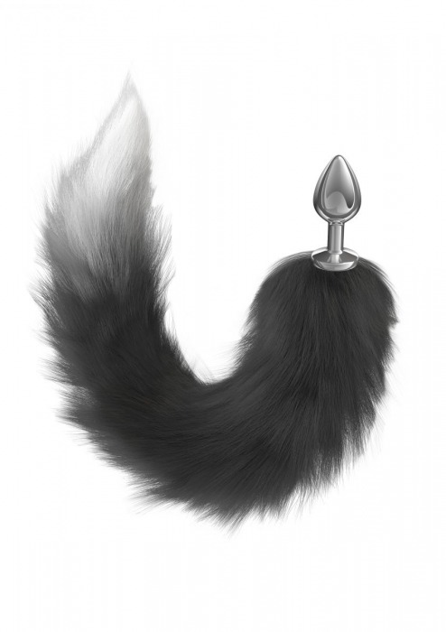 Серебристая анальная пробка с черным хвостом Galaxy - Lola Games - купить с доставкой в Смоленске