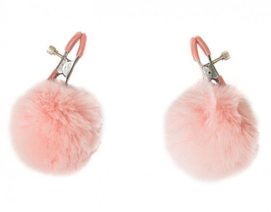 Зажимы на соски Angelic с розовыми меховыми шариками - Lola Games - купить с доставкой в Смоленске
