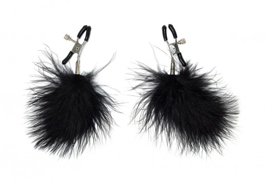 Зажимы на соски с черным пухом Euphoric - Lola Games - купить с доставкой в Смоленске