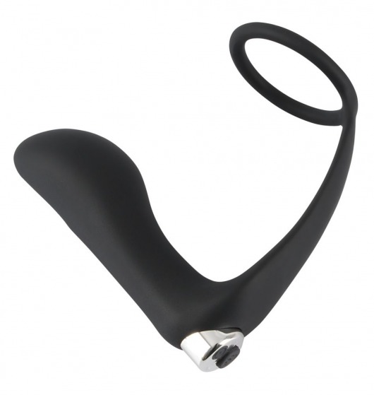 Черное эрекционное кольцо с анальной вибропробкой Vibrating Ring   Plug - Orion - в Смоленске купить с доставкой