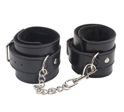 Черные оковы на ноги Obey Me Leather Ankle Cuffs - Chisa - купить с доставкой в Смоленске