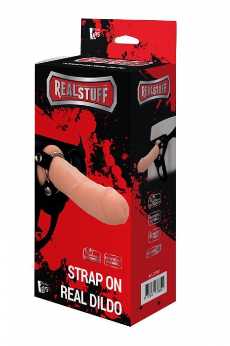 Черные трусики с телесной насадкой STRAP ON REAL DILDO - 21 см. - Dream Toys - купить с доставкой в Смоленске
