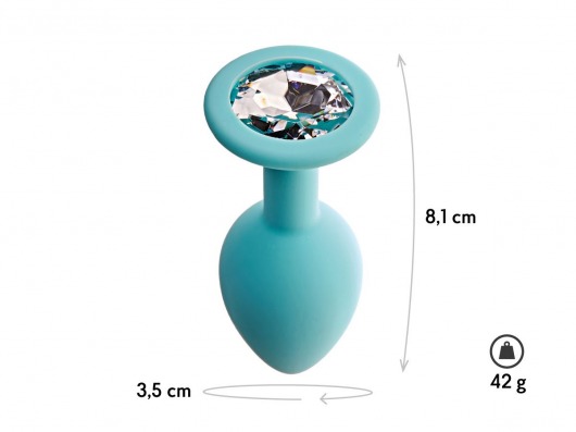 Аквамариновая анальная пробка с прозрачным кристаллом Gamma M - 8,1 см. - Le Frivole - купить с доставкой в Смоленске