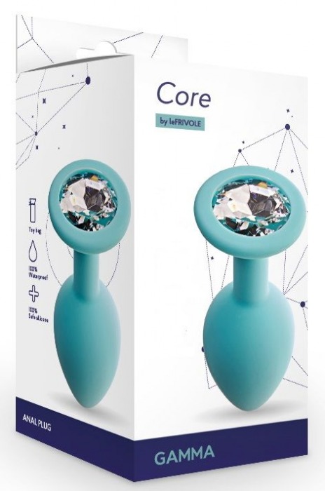 Аквамариновая анальная пробка с прозрачным кристаллом Gamma M - 8,1 см. - Le Frivole - купить с доставкой в Смоленске