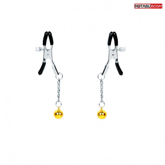 Оригинальные зажимы на соски с желтыми шариками - Notabu - купить с доставкой в Смоленске