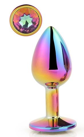 Голографическая анальная втулка с радужным кристаллом - 7,1 см. - Dream Toys - купить с доставкой в Смоленске