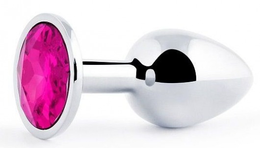 Серебристая анальная пробка с малиновым кристаллом - 7,2 см. - Anal Jewelry Plug - купить с доставкой в Смоленске