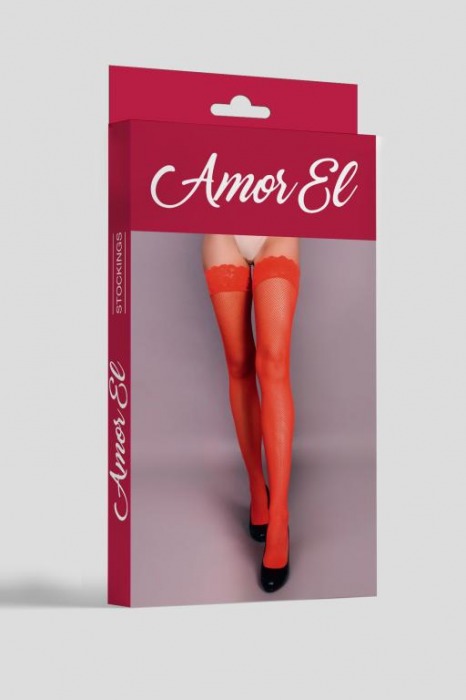 Пикантные чулочки в мелкую сетку с рисунком сзади - Amor El купить с доставкой