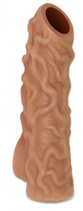 Телесная насадка с венками и открытой головкой Nude Sleeve L - 14 см. - KOKOS - в Смоленске купить с доставкой