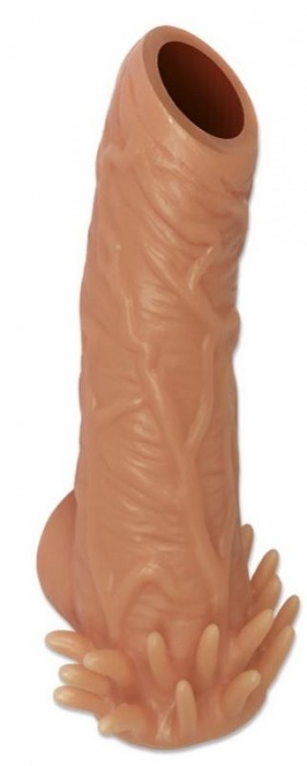 Телесная насадка с усиками и открытой головкой Nude Sleeve M - 12 см. - KOKOS - в Смоленске купить с доставкой