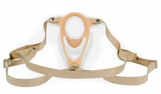 Телесный эректор-ложечка с фиксацией на ремешках MEN STYLE - LOVETOY (А-Полимер) - в Смоленске купить с доставкой