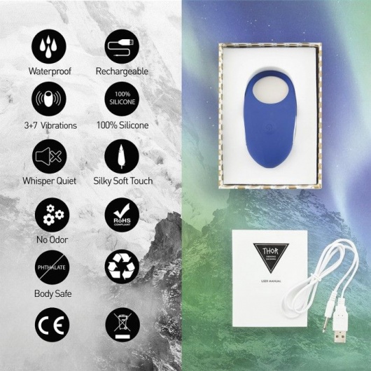 Синее кольцо с вибрацией Thor Cockring - FeelzToys - в Смоленске купить с доставкой