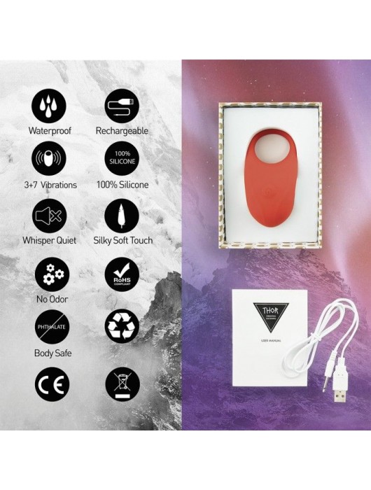 Красное кольцо с вибрацией Thor Cockring - FeelzToys - в Смоленске купить с доставкой