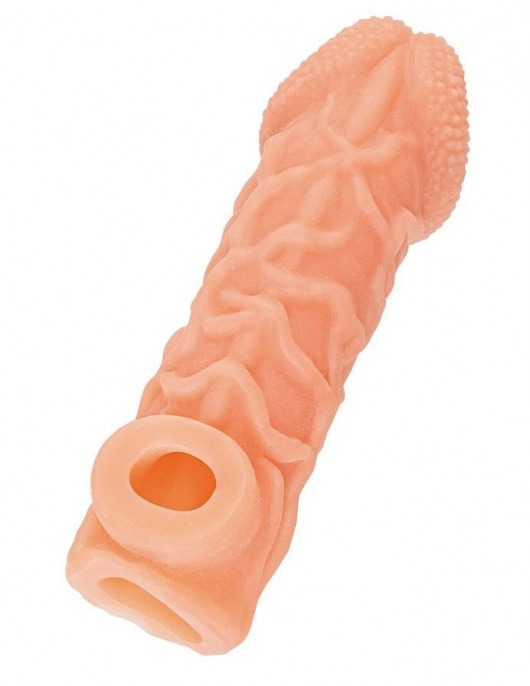 Телесная закрытая насадка с венками Cock Sleeve Size S - 13,8 см. - KOKOS - в Смоленске купить с доставкой