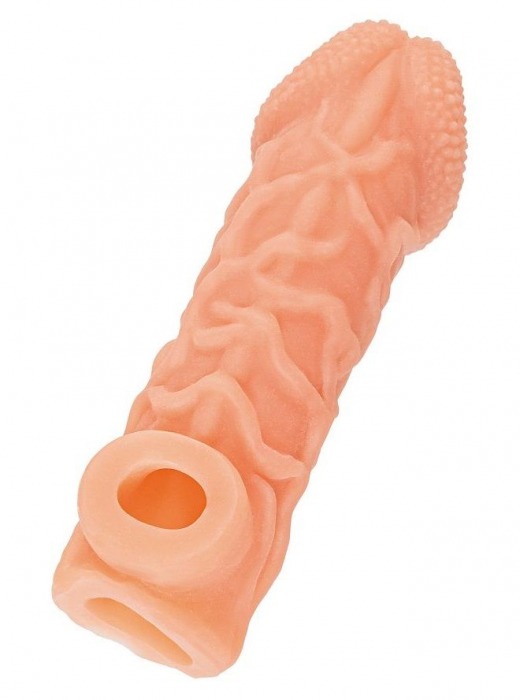 Телесная закрытая насадка с венками Cock Sleeve Size L - 17,6 см. - KOKOS - в Смоленске купить с доставкой