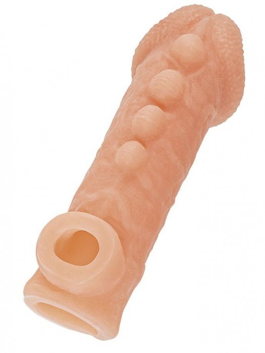 Телесная закрытая насадка с шишечками Cock Sleeve Size L - 17,6 см. - KOKOS - в Смоленске купить с доставкой