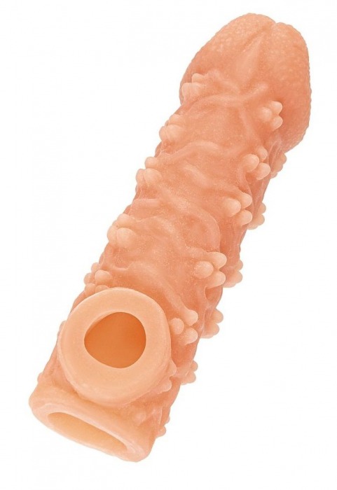 Телесная закрытая насадка с пучками шишечек Cock Sleeve Size L - 17,6 см. - KOKOS - в Смоленске купить с доставкой