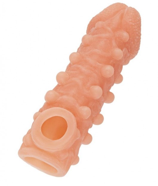 Телесная закрытая насадка с шариками Cock Sleeve Size M - 15,6 см. - KOKOS - в Смоленске купить с доставкой