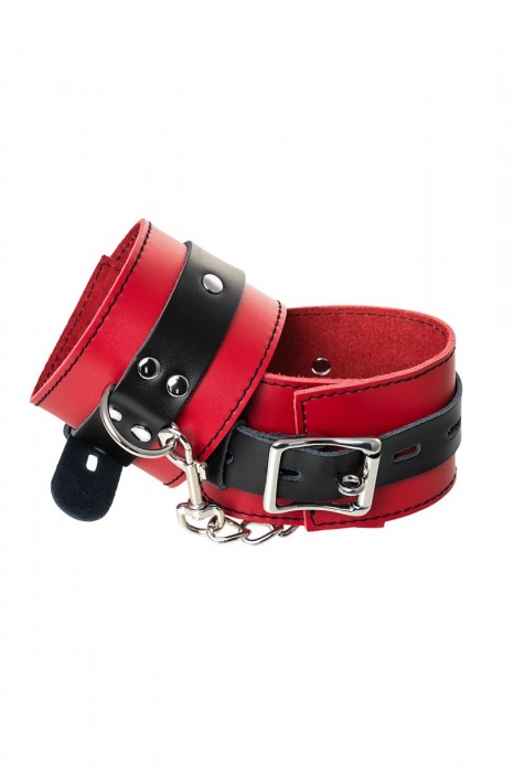 Красно-черные оковы на ноги из кожи - ToyFa - купить с доставкой в Смоленске
