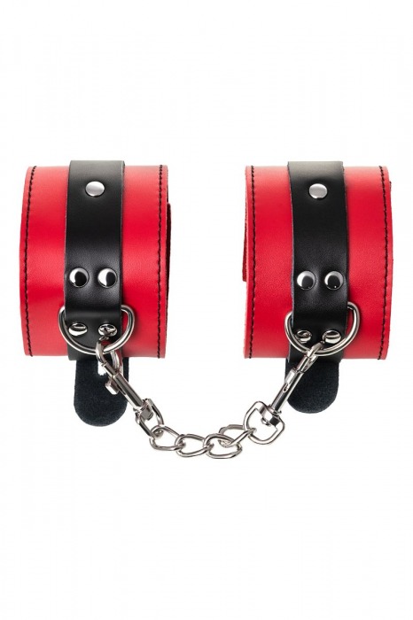 Красно-черные оковы на ноги из кожи - ToyFa - купить с доставкой в Смоленске
