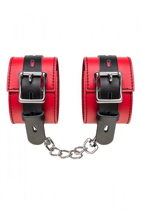 Красно-черные оковы на ноги из кожи - ToyFa - купить с доставкой в Смоленске