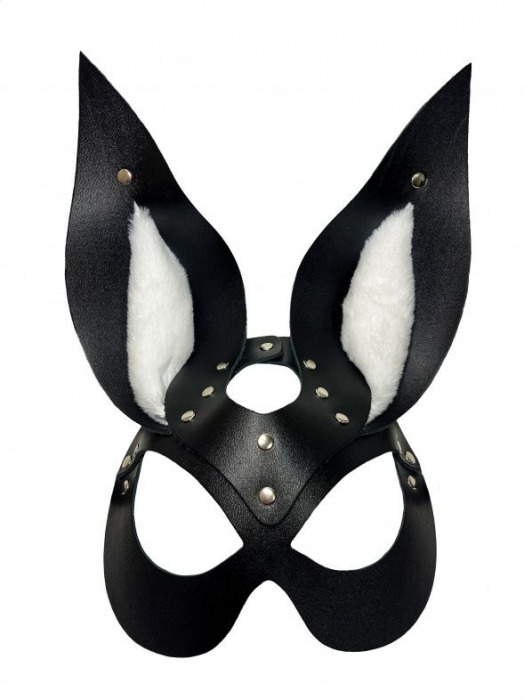 Черная маска зайки с белым мехом на ушках Miss Bunny - БДСМ Арсенал - купить с доставкой в Смоленске