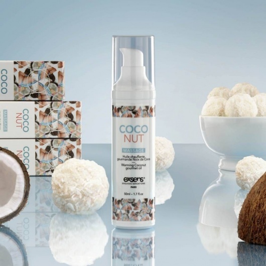 Разогревающее массажное масло с ароматом кокоса Gourmet Coconut - 50 мл. - Exsens - купить с доставкой в Смоленске
