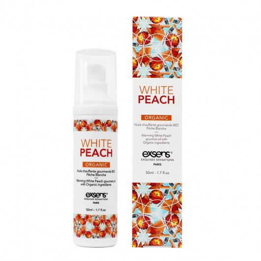 Разогревающее массажное масло Gourmet White Peach Organic с органическими ингредиентами - 50 мл. - Exsens - купить с доставкой в Смоленске