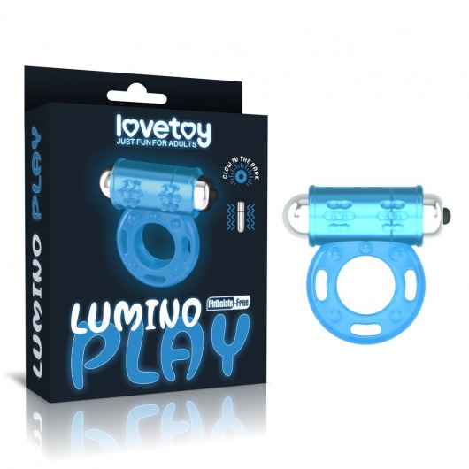 Голубое, светящееся в темноте эрекционное виброкольцо Lumino Play Vibrating Penis Ring - Lovetoy - в Смоленске купить с доставкой