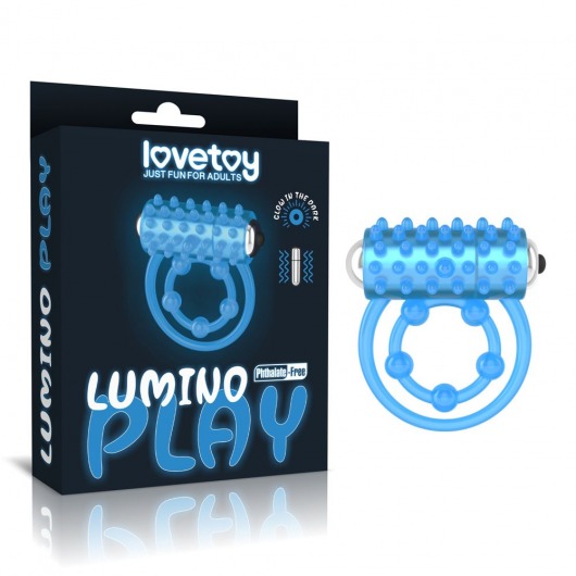 Голубое, светящееся в темноте виброкольцо Lumino Play Vibrating Penis Ring - Lovetoy - в Смоленске купить с доставкой