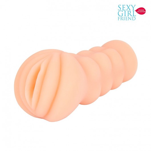 Телесный мастурбатор-вагина с комплектом эрекционных колец - Bior toys - в Смоленске купить с доставкой