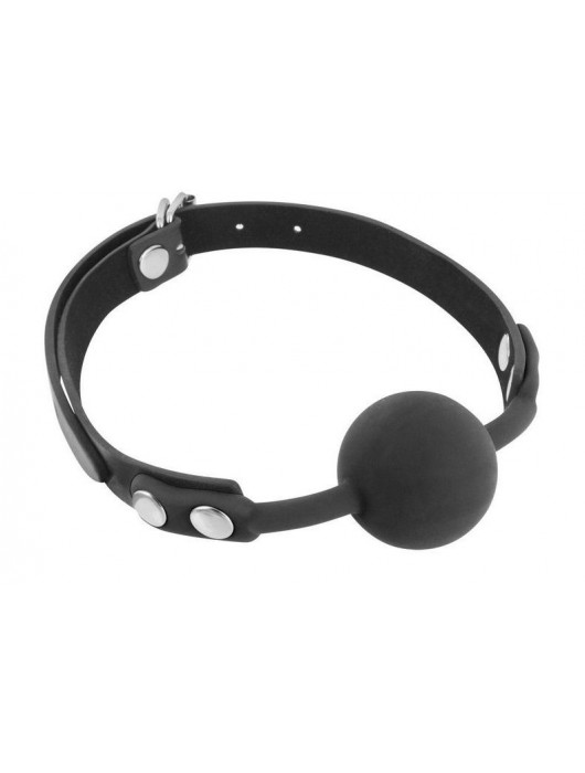 Черный силиконовый кляп-шарик на ремешках - Fetish Tentation - купить с доставкой в Смоленске