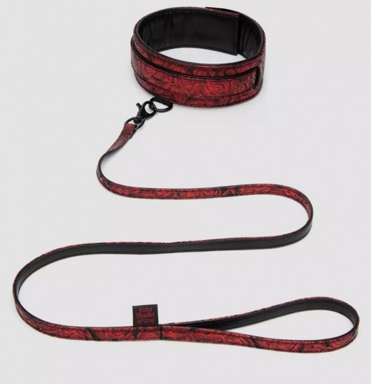 Стильный ошейник с поводком Reversible Faux Leather Collar and Lead - Fifty Shades of Grey - купить с доставкой в Смоленске