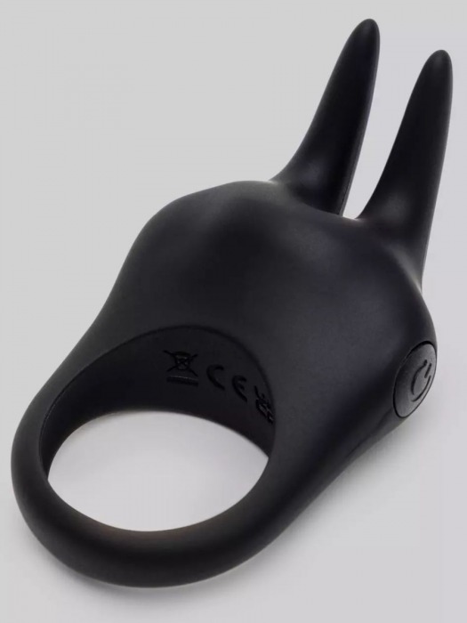 Черное эрекционное виброкольцо Sensation Rechargeable Vibrating Rabbit Love Ring - Fifty Shades of Grey - в Смоленске купить с доставкой