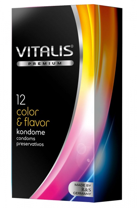 Цветные ароматизированные презервативы VITALIS PREMIUM color   flavor - 12 шт. - Vitalis - купить с доставкой в Смоленске