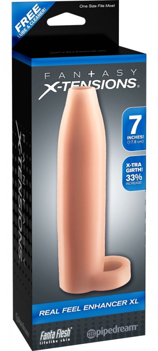 Телесная насадка Real Feel Enhancer XL - 17 см. - Pipedream - в Смоленске купить с доставкой