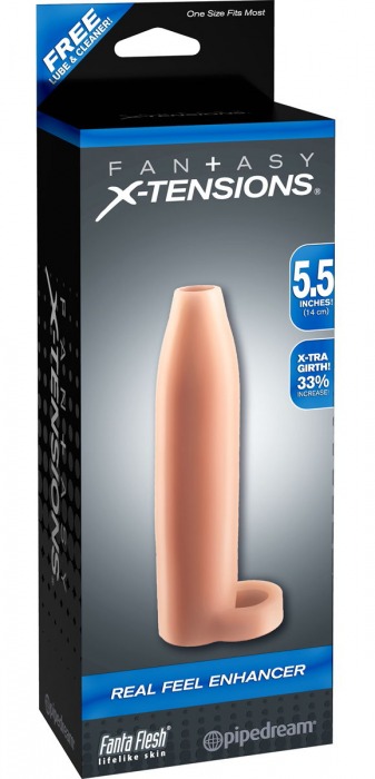 Насадка-расширитель с кольцом для подхвата мошонки Real Feel Enhancer - 14 см. - Pipedream - в Смоленске купить с доставкой
