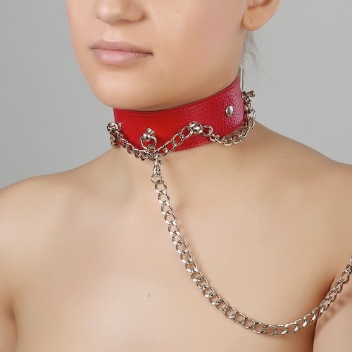Красный ошейник из натуральной кожи - Sitabella - купить с доставкой в Смоленске