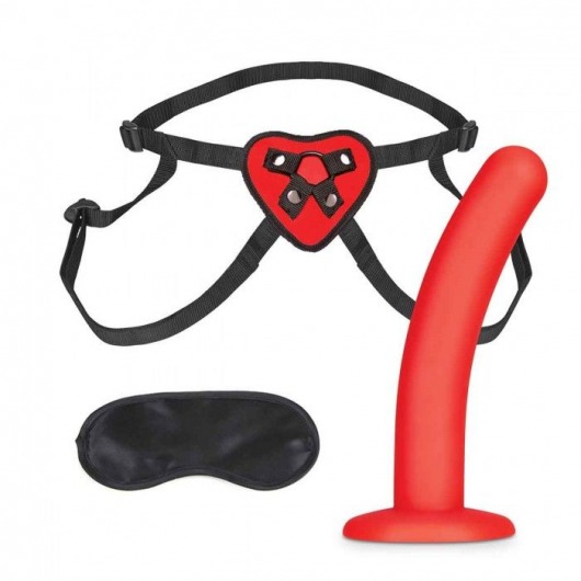 Красный поясной фаллоимитатор Red Heart Strap on Harness   5in Dildo Set - 12,25 см. - Lux Fetish - купить с доставкой в Смоленске